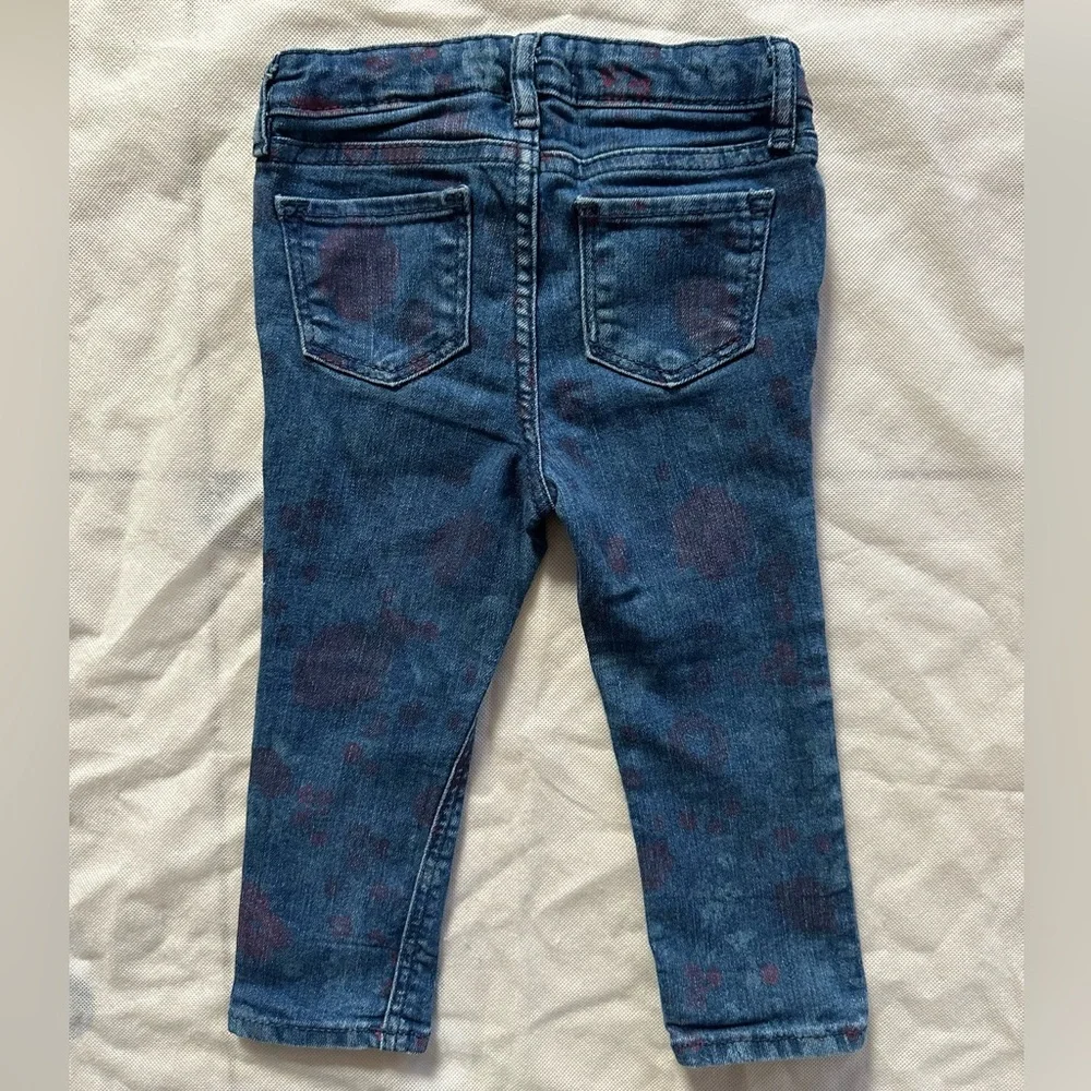 Baby Gap Floral Skinny Jeans in Medium Blue Wash/Red Girls Size 2T